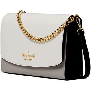 Kate Spade ,  crossbody bag,  also with gold shorter strap. Grey/white /black